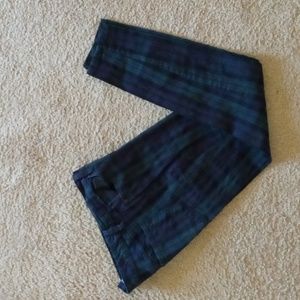 Skinny brand green and blue check pattern stretchy skinny jeans